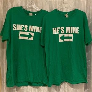 Pair of He’s/She’s Mine - He’s/She’s Crazier T-Shirts Adult Size Large 🔥